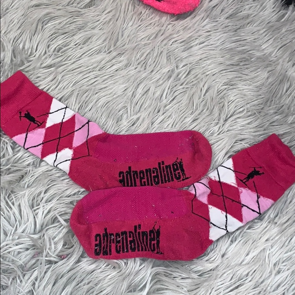 Pink argyle adrenaline socks